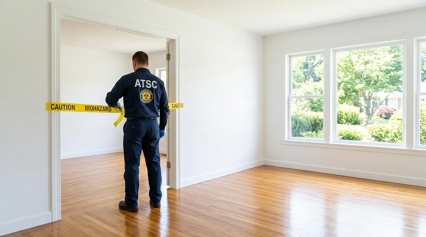 Certified biohazard cleanup crew performing Trauma Scene Cleanup in Northview